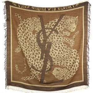 YSL Very Rare 1980s Vintage Leopard Shawl